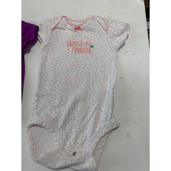 Lot of 3 Short Sleeve Bodysuit Girls Infant Baby Size 0 3 months Floral blue Pur - Picture 3 of 4